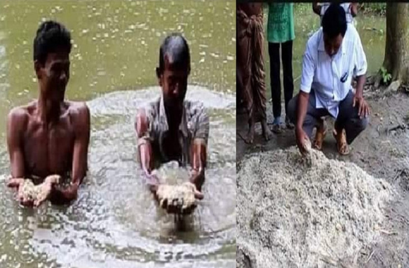 এবার গরীবের চাল পাওয়া গেল পুকুরে