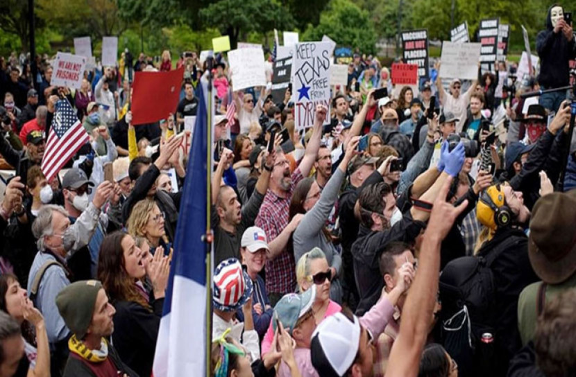 যুক্তরাষ্ট্রে লকডাউনবিরোধী বিক্ষোভে হাজারো মানুষ