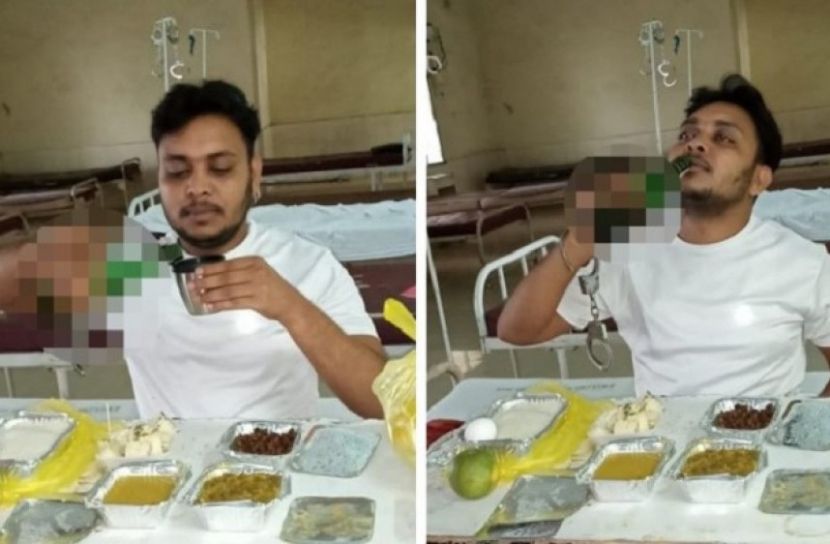 করোনা ওয়ার্ডে মদ খেয়ে ভাইরাল রোগী