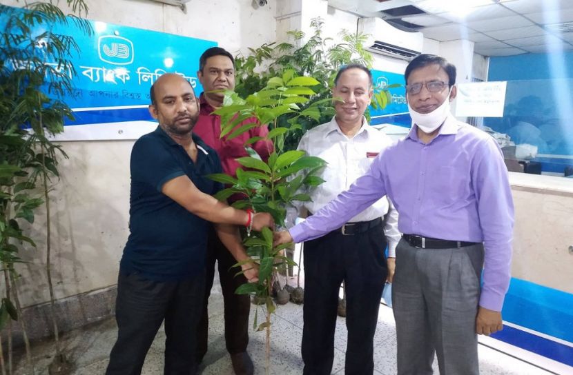 মুজিববর্ষে গ্রাহকদের চারা দিলো জনতা ব্যাংক
