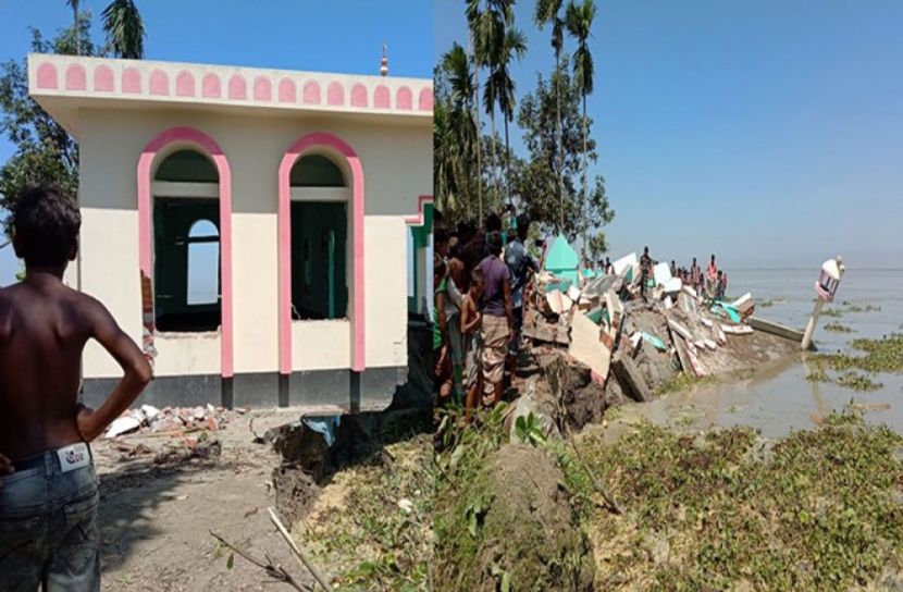 যমুনার পানি বৃদ্ধি পাওয়ায় তীব্র নদীভাঙন