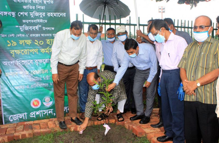 মুজিববর্ষ উপলক্ষে মৎস্যমন্ত্রীর বৃক্ষরোপণ