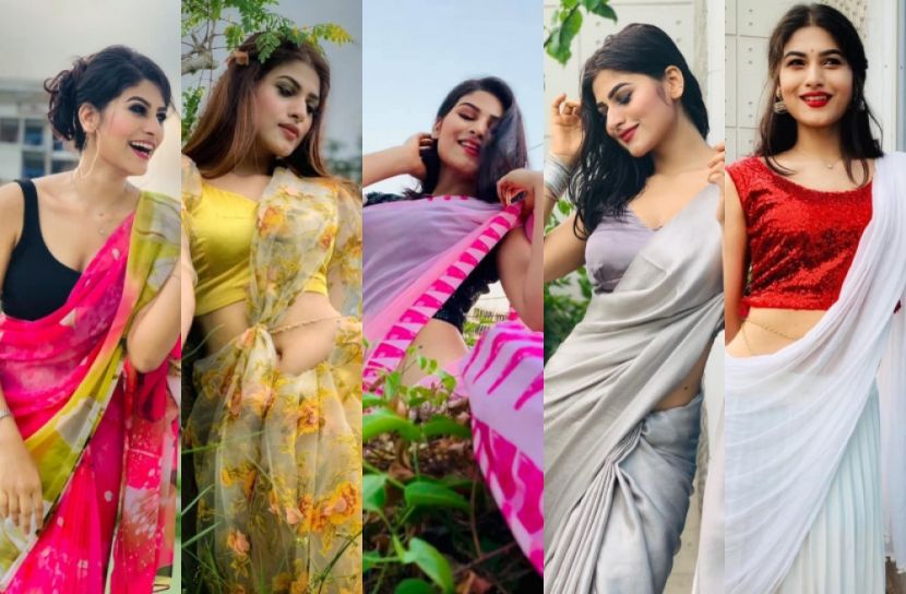 শাড়িতে ‌‘মুগ্ধতা ছড়াচ্ছে’ এভ্রিল