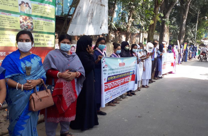 বোয়ালমারীতে করোনাভাইরাস প্রতিরোধে জনসচেতনতামূলক মানববন্ধন