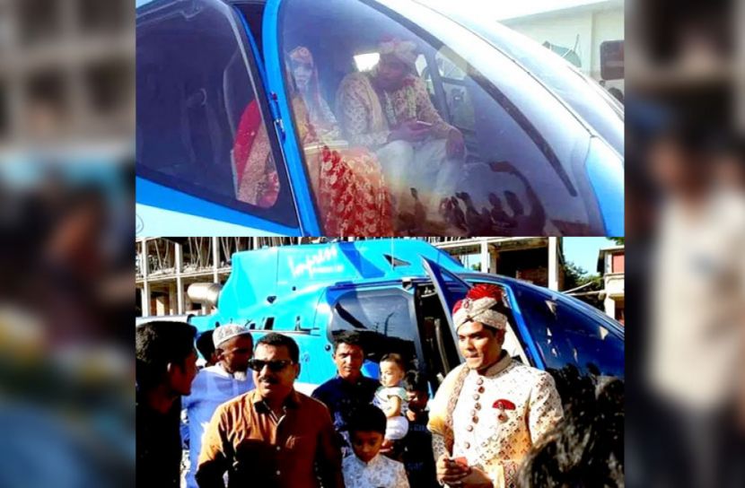 হেলিকপ্টারে চড়ে বিয়ে করলেন ছাত্রলীগ নেতা