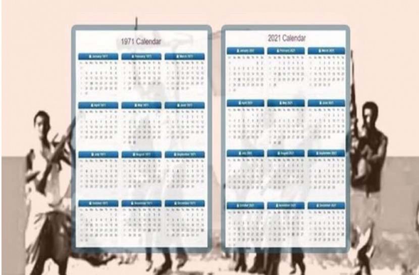 ২০২১ এ ফিরে এলো ১৯৭১ : ক্যালেন্ডারে হুবহু মিল