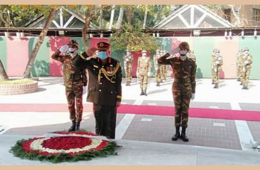 টুঙ্গিপাড়ায় বঙ্গবন্ধুর সমাধিতে ৫৫ পদাতিক ডিভিশনের শ্রদ্ধা