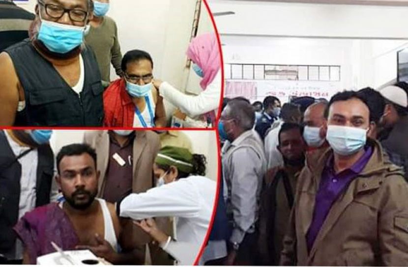 কমলগঞ্জে ভ্যাকসিন নিতে মানুষের উপচেপড়া ভিড়