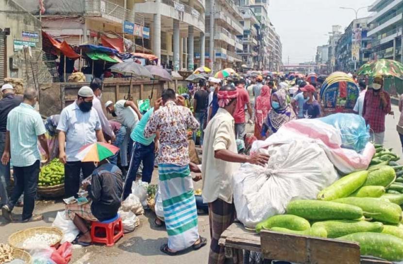 বাজার ও গলিতে উপেক্ষিত স্বাস্থ্যবিধি