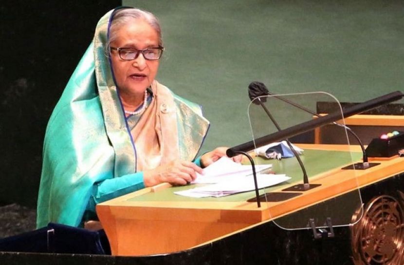নিউইয়র্কে জাতিসংঘ সাধারণ পরিষদের ৭৬ অধিবেশনে ভাষণ দিচ্ছেন প্রধানমন্ত্রী শেখ হাসিনা