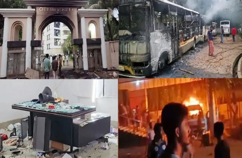 ড্যাফোডিল–সিটি ইউনিভার্সিটিতে সংঘর্ষ: থুতু ফেলা থেকে শুরু, শেষ আগুন ও ধ্বংসে