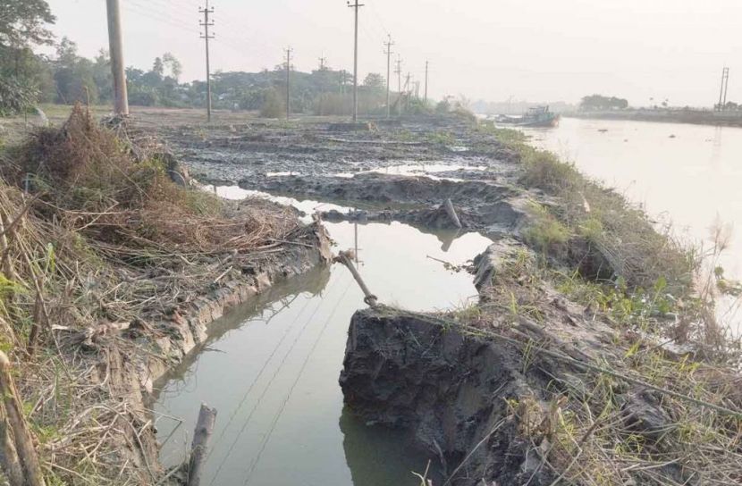 বিএনপি নেতার নেতৃত্বে ধলেশ্বরী নদীর তীরে মাটি চুরির অভিযোগ