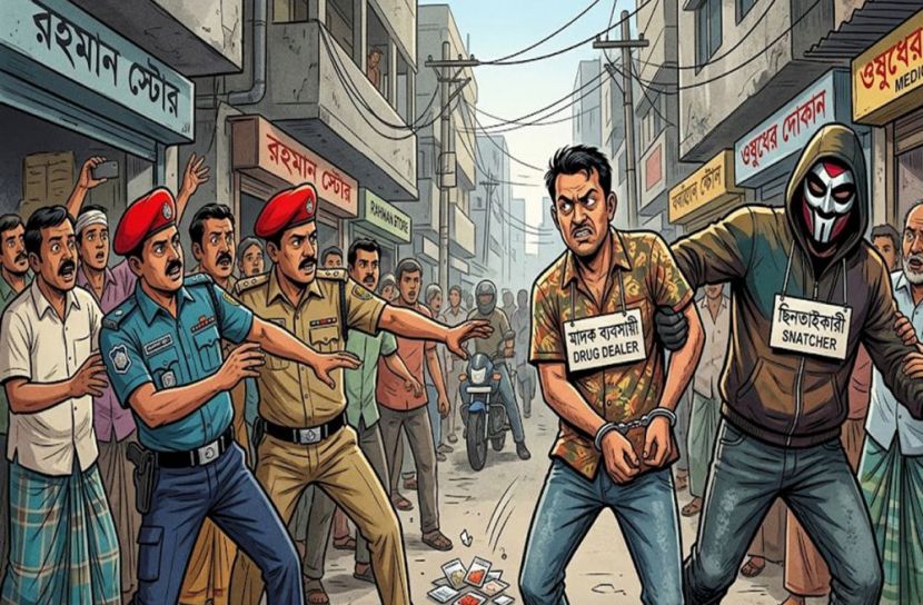 দৌলতদিয়ায় অভিযানের সময় হ্যান্ডকাফ সহ মাদক ব্যবসায়ীকে  ছিনতাই 